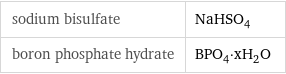 sodium bisulfate | NaHSO_4 boron phosphate hydrate | BPO_4·xH_2O