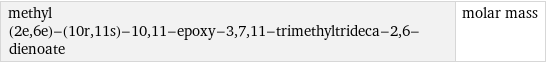 methyl (2e, 6e)-(10r, 11s)-10, 11-epoxy-3, 7, 11-trimethyltrideca-2, 6-dienoate | molar mass