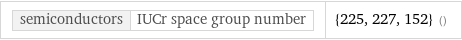 semiconductors | IUCr space group number | {225, 227, 152} ()