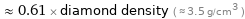  ≈ 0.61 × diamond density ( ≈ 3.5 g/cm^3 )