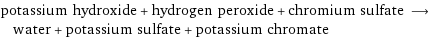 potassium hydroxide + hydrogen peroxide + chromium sulfate ⟶ water + potassium sulfate + potassium chromate
