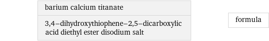 barium calcium titanate 3, 4-dihydroxythiophene-2, 5-dicarboxylic acid diethyl ester disodium salt | formula