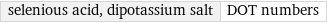 selenious acid, dipotassium salt | DOT numbers