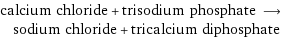 calcium chloride + trisodium phosphate ⟶ sodium chloride + tricalcium diphosphate