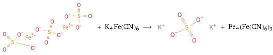  + K4Fe(CN)6 ⟶ + Fe4(Fe(CN)6)3