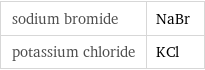 sodium bromide | NaBr potassium chloride | KCl