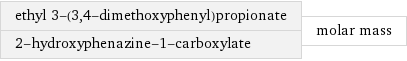 ethyl 3-(3, 4-dimethoxyphenyl)propionate 2-hydroxyphenazine-1-carboxylate | molar mass