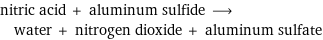 nitric acid + aluminum sulfide ⟶ water + nitrogen dioxide + aluminum sulfate