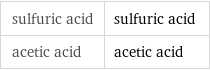 sulfuric acid | sulfuric acid acetic acid | acetic acid