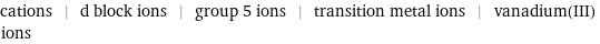 cations | d block ions | group 5 ions | transition metal ions | vanadium(III) ions