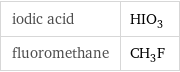 iodic acid | HIO_3 fluoromethane | CH_3F