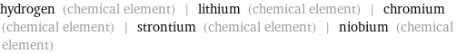 hydrogen (chemical element) | lithium (chemical element) | chromium (chemical element) | strontium (chemical element) | niobium (chemical element)