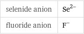 selenide anion | Se^(2-) fluoride anion | F^-