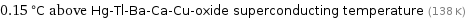 0.15 °C above Hg-Tl-Ba-Ca-Cu-oxide superconducting temperature (138 K)