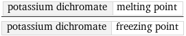 potassium dichromate | melting point/potassium dichromate | freezing point