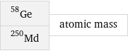 Ge-58 Md-250 | atomic mass