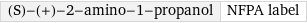 (S)-(+)-2-amino-1-propanol | NFPA label