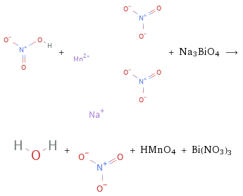  + + Na3BiO4 ⟶ + + HMnO4 + Bi(NO3)3