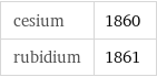 cesium | 1860 rubidium | 1861