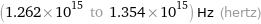 (1.262×10^15 to 1.354×10^15) Hz (hertz)