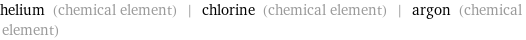 helium (chemical element) | chlorine (chemical element) | argon (chemical element)