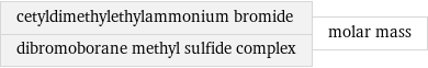 cetyldimethylethylammonium bromide dibromoborane methyl sulfide complex | molar mass