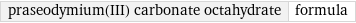 praseodymium(III) carbonate octahydrate | formula