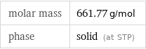 molar mass | 661.77 g/mol phase | solid (at STP)