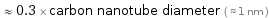  ≈ 0.3 × carbon nanotube diameter ( ≈ 1 nm )