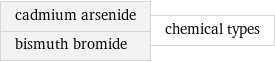 cadmium arsenide bismuth bromide | chemical types