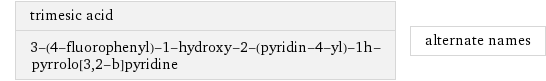 trimesic acid 3-(4-fluorophenyl)-1-hydroxy-2-(pyridin-4-yl)-1h-pyrrolo[3, 2-b]pyridine | alternate names