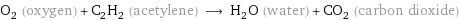 O_2 (oxygen) + C_2H_2 (acetylene) ⟶ H_2O (water) + CO_2 (carbon dioxide)