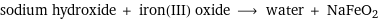 sodium hydroxide + iron(III) oxide ⟶ water + NaFeO2