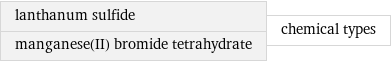 lanthanum sulfide manganese(II) bromide tetrahydrate | chemical types