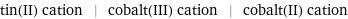 tin(II) cation | cobalt(III) cation | cobalt(II) cation