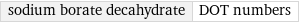 sodium borate decahydrate | DOT numbers