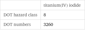  | titanium(IV) iodide DOT hazard class | 8 DOT numbers | 3260