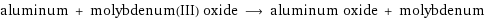 aluminum + molybdenum(III) oxide ⟶ aluminum oxide + molybdenum