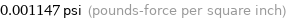 0.001147 psi (pounds-force per square inch)