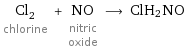 Cl_2 chlorine + NO nitric oxide ⟶ ClH_2NO