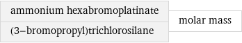 ammonium hexabromoplatinate (3-bromopropyl)trichlorosilane | molar mass