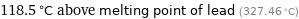 118.5 °C above melting point of lead (327.46 °C)