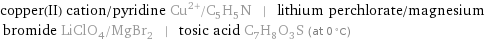 copper(II) cation/pyridine Cu^(2+)/C_5H_5N | lithium perchlorate/magnesium bromide LiClO_4/MgBr_2 | tosic acid C_7H_8O_3S (at 0 °C)