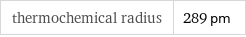 thermochemical radius | 289 pm