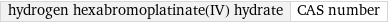 hydrogen hexabromoplatinate(IV) hydrate | CAS number