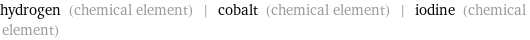 hydrogen (chemical element) | cobalt (chemical element) | iodine (chemical element)