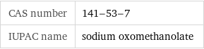 CAS number | 141-53-7 IUPAC name | sodium oxomethanolate