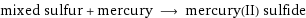 mixed sulfur + mercury ⟶ mercury(II) sulfide