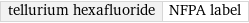 tellurium hexafluoride | NFPA label