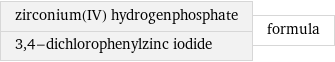 zirconium(IV) hydrogenphosphate 3, 4-dichlorophenylzinc iodide | formula